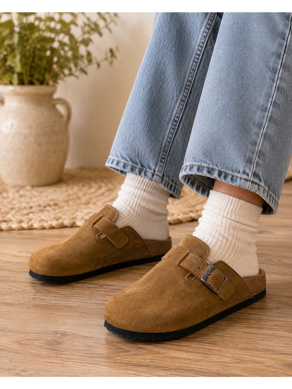 Meixamelle Brown Suede Cork Footbed Clogs EU 39 Women’s 8